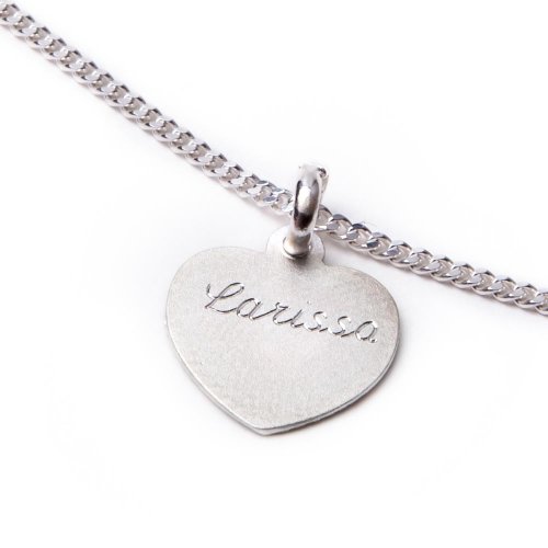 Kinderkette mit Anhänger Schutzengel Herz Ø ca. 11,3 x 10,5 mm, Panzerkette 925/- Sterling Silber, Länge ca. 36 cm, inkl. Wunschgravur - 3