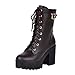 Produktbild Geili Damen Schnürstiefel Halbschaft Stiefel High Heels Stiefeletten Lederstiefel mit Blockabsatz Kurzschaft Schnürstiefeletten Wasserdicht Boots Stöckelschuhe