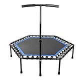 Trampoline avec Poignée, 53 '' Extérieur Mini Trampoline Rebounder pour Tout-Petit, Professionnel Trampoline d'intérieur pour Enfants/Adulte, 150kg porteurs, Sûr/Durable Ressorts de Trampoline(Bleu)