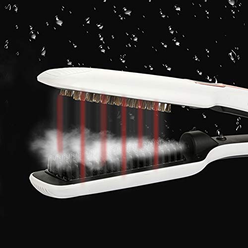 Electric Hair Straightener Brush  2-In-1 Ionic Straightening Brush Vapor Straightener Iron With Anti-Scald Feature  Auto Temperature Lock And Auto-Off Function  White 
