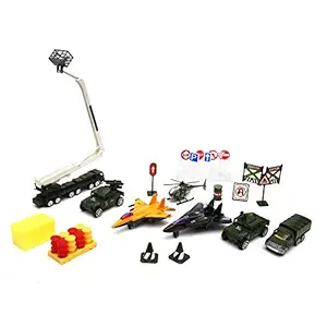 Wembley Toys Die-Cast Metal Car Jep Helicopter Figher Plane Aeroplane Crane Monster Truck Wheel Bomber Gun Car Toys for Kids Baby Girls and Boys (War Series)