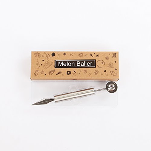 VECELO 2-in-1 Kugelausstecher Melonenlöffel Universalformer Fruchtfleischmesser Edelstahl Rostfrei für Dekoration Frucht-Salate Cocktails Desserts und Kuchen-Silber - 7