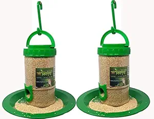 Amijivdaya Small Bird Feeder -Pack of 2 (Green and Transparent)