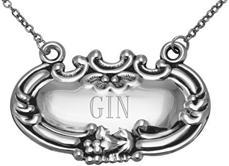 Gin Liquor Decanter Label / Tag - Sterling Silver by Silver Mine Gifts