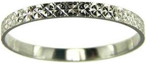 Kareco 9ct White Gold 2mm Light Flat Diamond Cut Wedding Ring