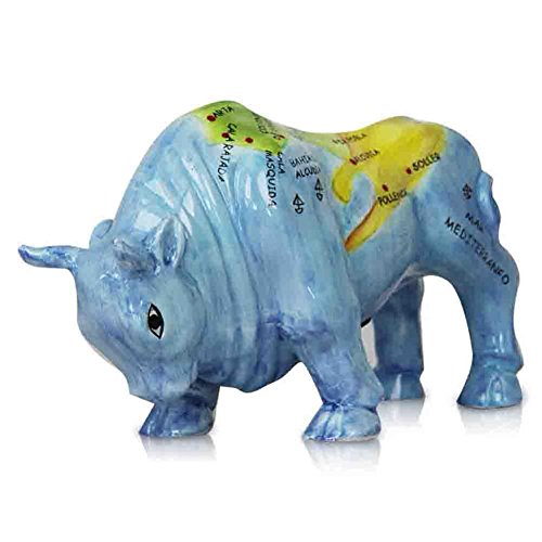 Preisvergleich Produktbild Dolomit Spardose Stier Handbemalt Edler Dolomitstier Motivstier Sparstier Mallorca 28 cm