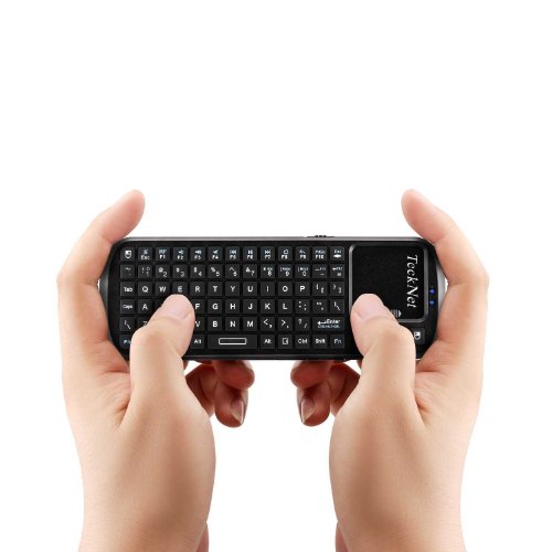 TeckNet Bluetooth Mini wireless schnurlos kabellose deutsche Handheld-Tastatur Keyboard für MacOS 10.x oder höher / Linux Debian 3.1 / PC / HTPC / Google Android TV mit Touchpad, Maus und LED - 2