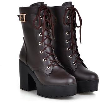 Zeuxs Large size British style thick bottom lace female boots size 39 (brown)