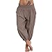 Produktbild AHAYAKU Damen Sommer Elastische Taille Boho Karierte Hose Baggy Wide Leg Plus Size Yoga Capris