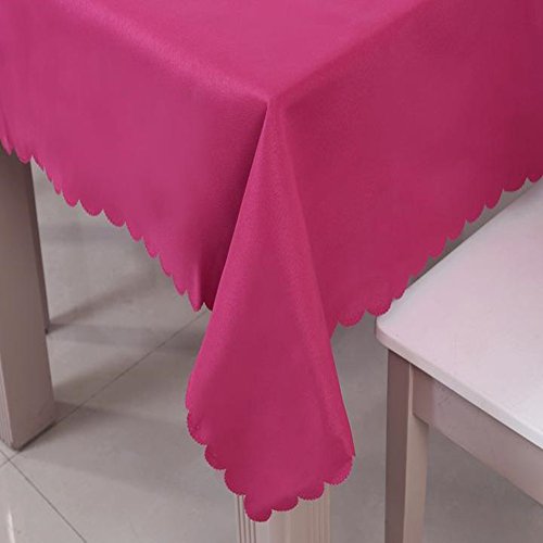 Fanjow reg; Polyester Tablecloth Solid Color Table Cloth Rectangle Table Cover Spillproof Tablecloth for Restaurant Kitchen Dining Party Banquet (55"*70", Deep Pink)