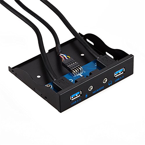 TurnRaise USB 3,0 2-Port 3,5 Zoll Metall Frontplatte USB-Hub mit 1 HD-Audio-Ausgangs-Port/1 Mikrofon-Eingang Anschluss - 4