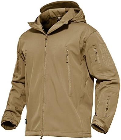 AIKOSHA Edge Mens Tactical Military Soft Shell Lightweight Waterproof Fleece Hoodie Jacket