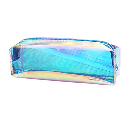 Lumanuby - 1  estuche para l  pices de tela  moderno y creativo  gran capacidad para l  pices o maquillaje  color azul transparente