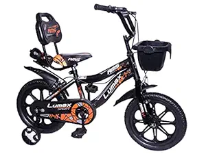 AMS Smart BMX Single Speed 14T Kids Bicycle for 2 to 5 Years with Training Side Wheels(Hard Plastic Rim, Orange Black)