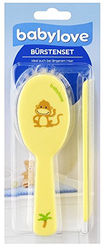 Preisvergleich Produktbild Baby Bürsten-Set Coco – Naturhaarbürste – Bürstenset Gelb 2 tlg.