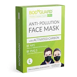 Bodyguard Reusable N95+PM2.5 5 Layer Anti Pollution Face Mask - Large| Nose Clip for Better Fit| Activated Carbon For Men And Women