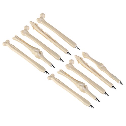 FENICAL 10pcs Neuheit Knochen Design Ballpiont Kugelschreiber mit schwarzer Tinte, für Künstler, Schule, Büro - 7