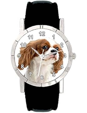 Cavalier King Charles Spaniel Hunde Motiv Damenuhr mit Lederarmband