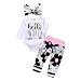 Produktbild Elecenty Babyklamotten Kleiderset,Strampler Herbst Babybodys Brief Drucken Langarm Jumpsuit + Blumendruck Lange Hosen +Stirnbänder Mädchen Overall Halloween Winteroverall