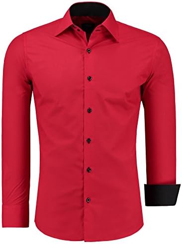 JEEL Long Sleve Basic Business Suit Wedding Casual Slim Fit, red 4XL