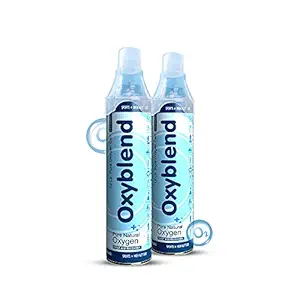 Oxyblend Natural Oxygen Cylinder in Portable Can 24 ltr with inbuilt mask 250+ sprays (Pack of 2)