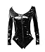 Produktbild Frauen Babydoll Schwarz PVC Imitation Leder Overall S-XXXL Farbe Uniform Nightclub Bühnen Performance Bekleidung , black , xxxl