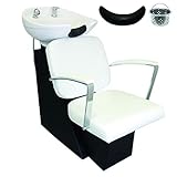 Bac à Shampooing Fauteuil de Coiffure Shampooing Lavabo Réglable Blanc Appui Tête Mobilier Salon de Beauté Coiffure Barbier