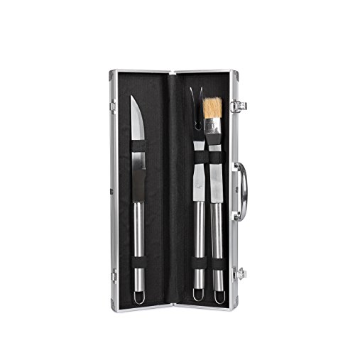 Rustler RS-0555 Grillbesteck Set im Aluminium Koffer, 3-teilig, silber, 45 x 24 x 45 cm - 3