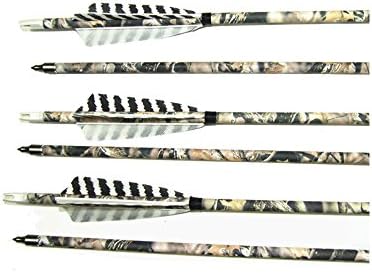 CNSE New Launch 30Inch Carbon Arrows 4Inch Turkey Feather Fletching Replaceable Broadheads Hunting Arrows Targeting Arrows Spine 400 for Recurve Bow Longbow Hunting Bow( pack of 12)