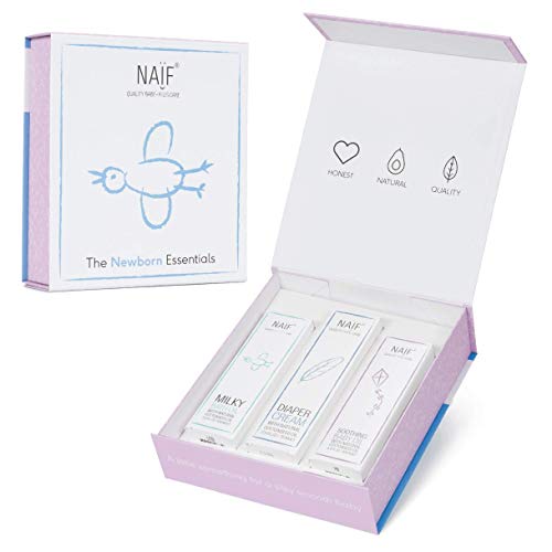 Preisvergleich Produktbild NAÏF Newborn Essentials - Baby Pflegeset mit hochwertigen Bio-Ölen, Leinsamenöl, Baumwollsamenöl, ohne aggressive Chemikalien, empfohlem fpr empfindliche Babyhaut, 3 Produkte