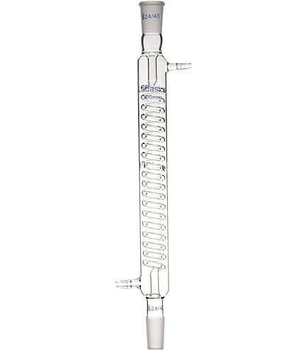 stonylab Refluxcondensor met Glazen Spoel, Borosilicaatglas Dimroth Condensor met Reflux-stijl met 24/40 Verbindingen en Slangaansluitingen, Totale Lengte van 245 mm