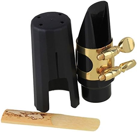 Yibuy Gold Color Plastic Soprano Saxophone Mouthpiece Kit Set Ligature Reed with Matel Cap