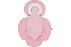INFANZIA 2-in-1 Head & Body Support for Baby Newborn Infants - Extra Soft Stroller Cushion Pads Car Seat Insert, Perfect for Bouncer, Strollers, Swings (Light Pink)