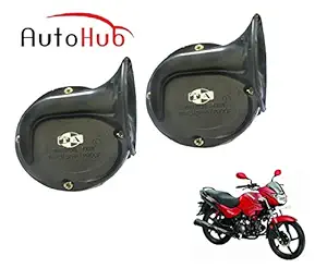 Auto Hub Trumpet Bike Horn for Hero Glamour Fi - Set of Two (Black)