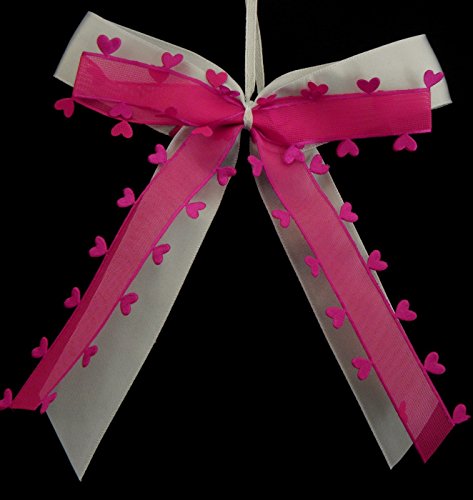 25 Antennenschleifen mit HERZ N25 Brautwagen-Autoschmuck für Dekoration von Hochzeit, Brautwagen, Hochzeitsauto-DEKORATION Autoschleifen STAR-LINE® - 3