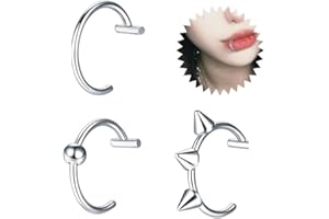 HHBDY Orecchino Naso 6 Pcs Trago Piercing Naso Cerchio Anello sul Labbro Piercing Naso Setto Anello al Aaso in Acciaio Inossidabile Unisex Anello per Labbra/Orecchini/Anello al Naso