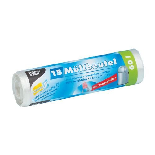 PAPSTAR Mülleimerbeutel HDPE, 60 Liter, transparent