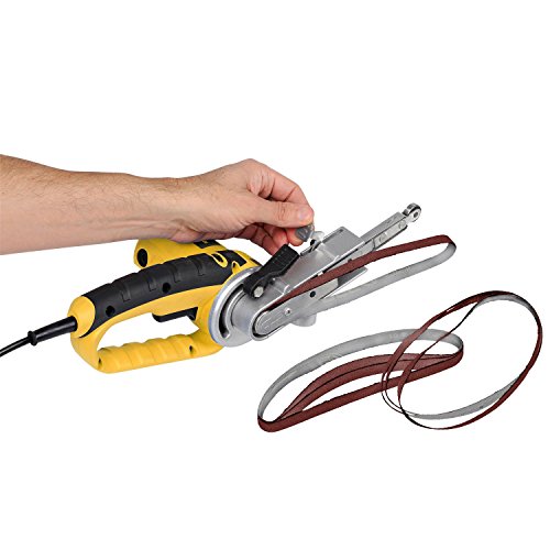 400 Watt Powerfeile Geradeschleifer Elektrofeile Bandschleifer Feinbandschleifer Präzisionsbandschleifer im Koffer plus 10 x Schleifbänder – POWX139 - 8