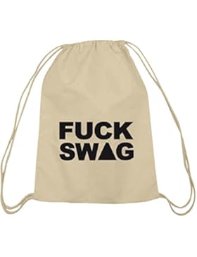 Shirtstreet24, FUCK SWAG, Swagger Hip Hop Baumwoll natur Turnbeutel Rucksack Sport Beutel