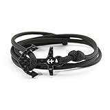 kohlenstoff 12  „Ancore“ Armband Herren Cord Bracelet Schwarz Weiß Schmuck Anker Carbon Black White als edles Ankerarmband Accessoire für den modernen Mann (17)