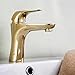 Produktbild MCC FuLoon Vintage Style Einzelsteuerung Rustikale Badezimmer-Hahn-Antike-Kupfer-Finish Waschbecken Wasserhahn mit Porzellan guter Qualität (Gold) , A