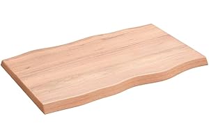 ‎VIDAXL vidaXL Tischplatte, Holzplatte für Tisch Esstisch Couchtisch, Massivholzplatte Handgefertigt mit Baumkante, Ersatztischplatte, Hellbraun 80x50x(2-4) cm Massivholz Behandelt