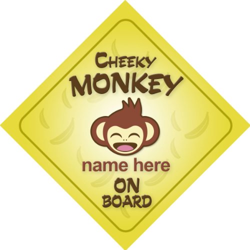 Cheeky Monkey On Board Personalised Car Sign New Baby / Child Gift / Present