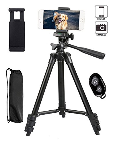 Kamera Stativ, CCRoom 102cm Aluminium Smartphone Stativ mit Handy Halterung und Bluetooth Fernbedienung Handy Stativ fÃ¼r iPhone Samsung und Kamera (Schwarz)