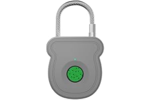 HOHOVYVY Fingerprint Lock, Biometric Fingerprint Padlock, USB-C Chargeable, with 20 Fingerprints, Memory for Suitcase, Cabinet, Door (Grey)