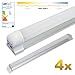 Produktbild LEDVero 4x SMD LED Röhre 60 cm inklusive Fassung in neutralweiß - Leuchtstoffröhre T8 G13 Tube milchige Abdeckung - Lichtleiste mit 8 W, 800lm- montagefertig