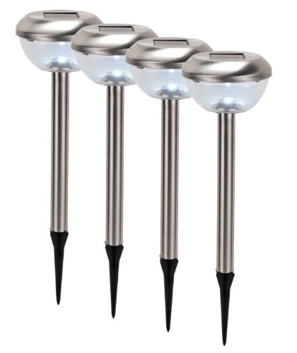Solarlampen Solarleuchten Set 4tlg Edelstahl 70231