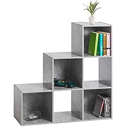 ts-ideen Petite Étagère Hauteur Casiers MDF Effet Béton Industriel Moderne DVD Ustensiles Rangement 90 x 90 cm