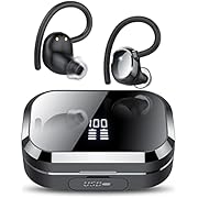 KT1 Wireless Earbuds Bluetooth 5.3, 120H Playtime with Charging Case, Stereo Deep Bass, Wireless Headphones with IPX7 Waterproof, Digital Display, Sports Earphones for Workout, Gym, Jogging (Black)