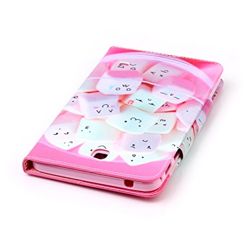 für Samsung Galaxy Tab 4 7.0 Hülle Leder Emoji Zuckerwatte Muster,SKYXD [Auto Schlaf/Wach Funktion] PU Folio Klappbar Schutzhülle [Standfunktion/Brieftasche Kartenfach/Magnet] Klapphülle mit [Katze Handyanhänger + Eingabestift] 3 in 1 Zubehör Handy Tasche Etui for Samsung Galaxy Tab 4 7.0 Zoll T230 T231 T235 Bookstyle Flip Case Leather Cover With [Stylus and Dust Plug] - 7